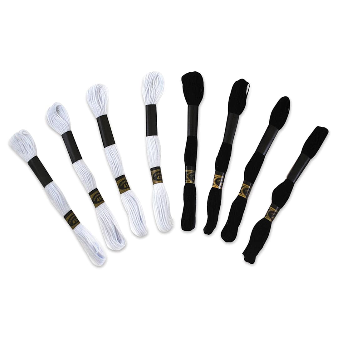 Open in modal - Needle Crafters Embroidery Floss Packs - Black and White (Out of packaging)