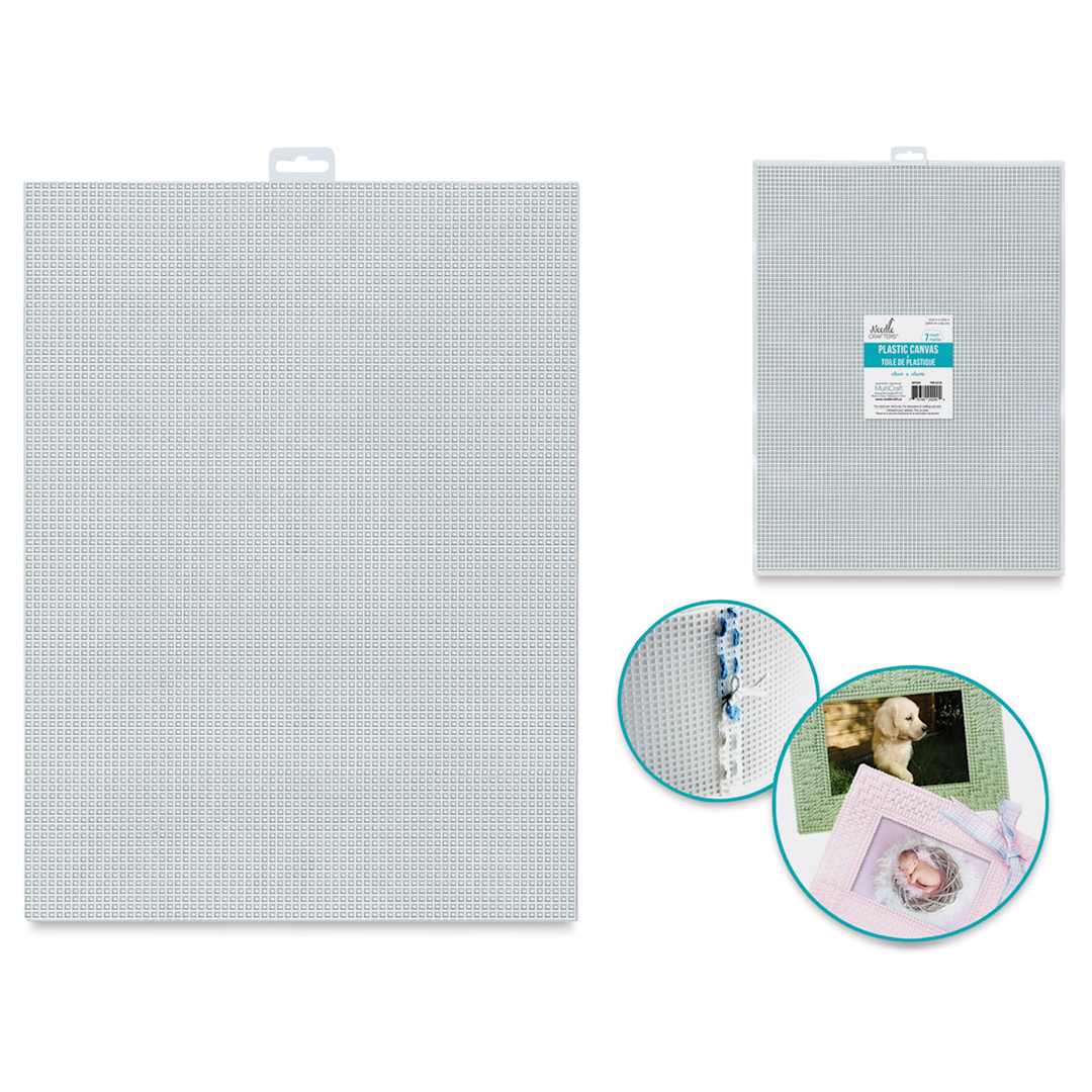 Open in modal - Needle Crafters Plastic Canvas - Clear, 10-1/2" W x 13-1/2 L (Shown with completed project)