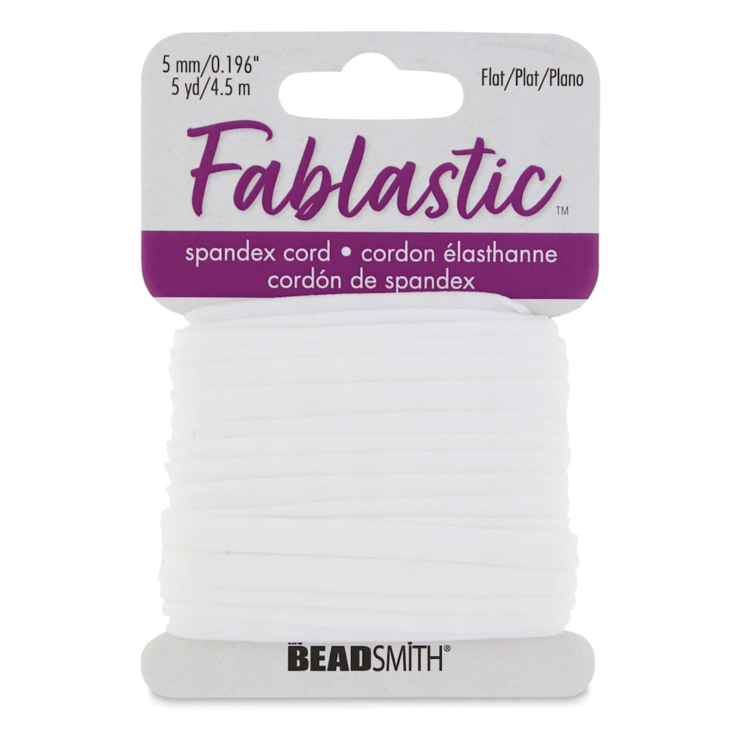 Open in modal - Fablastic Flat Stretch Cord - White, 5 mm W x 5 yds L