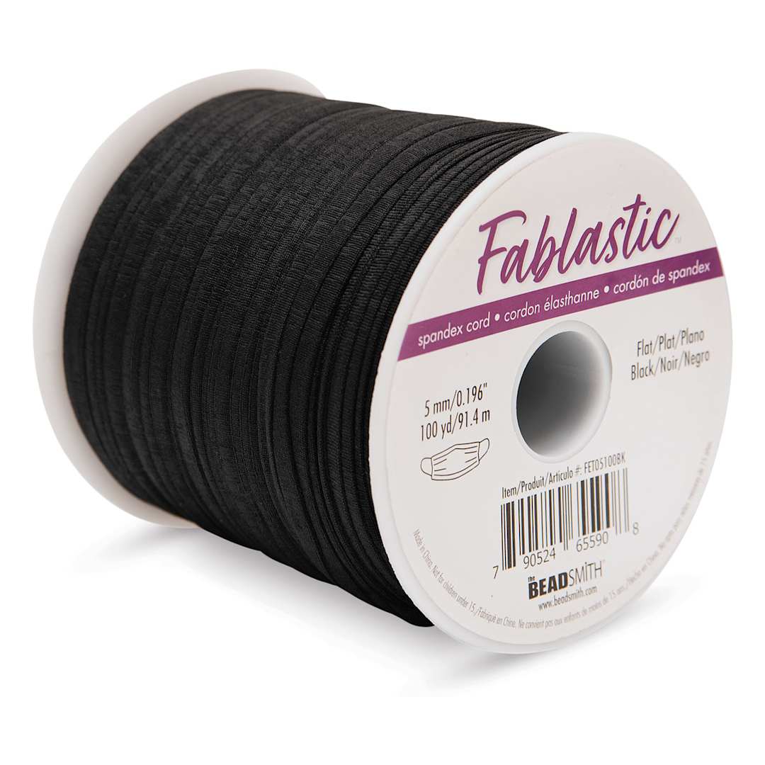 Open in modal - Fablastic Flat Stretch Cord - Black, 5 mm W x 100 yds L