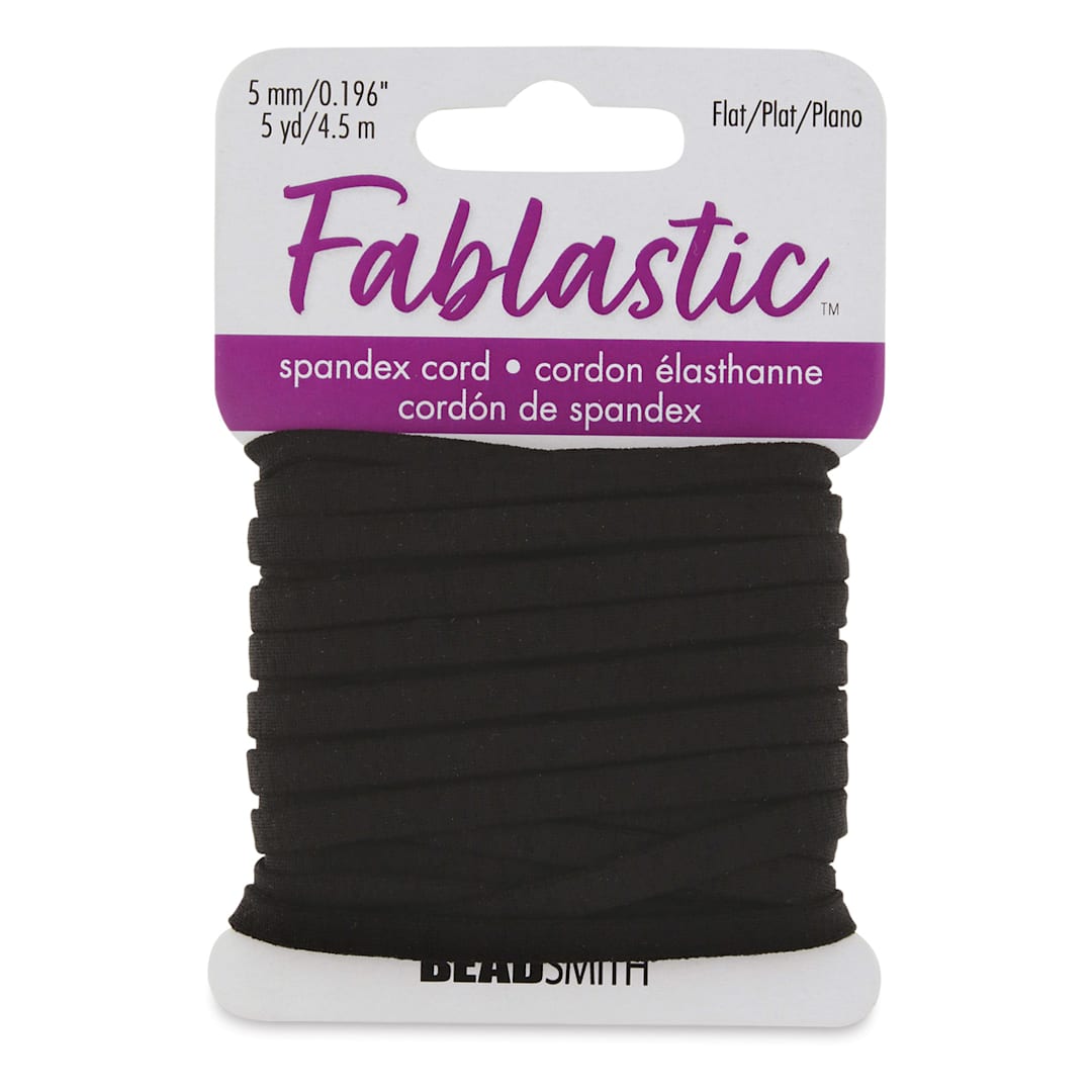 Open in modal - Fablastic Flat Stretch Cord - Black, 5 mm W x 5 yds L
