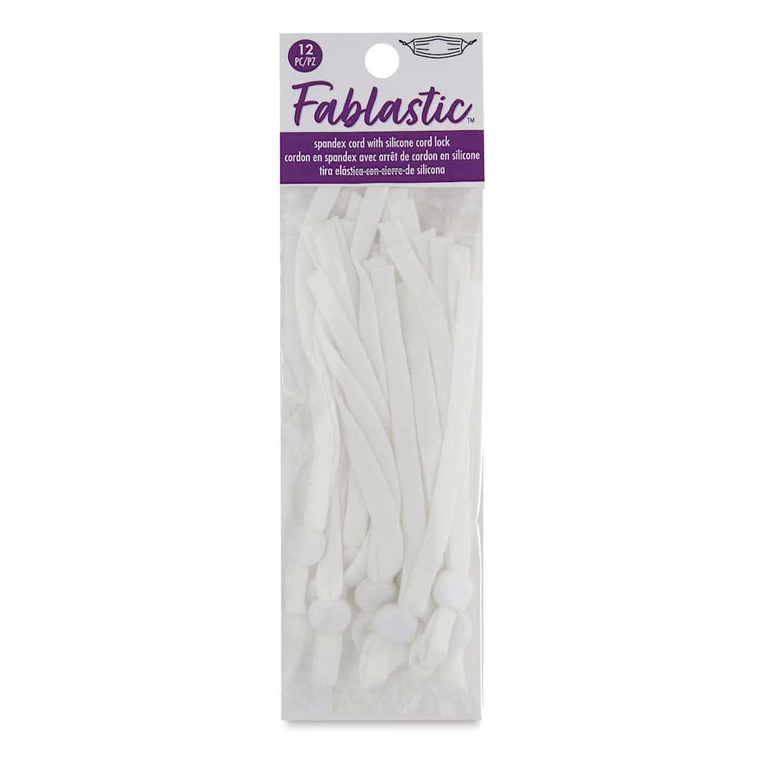 Open in modal - Spandex Cord With Lock, White, 10 mm Bead, Package of 12