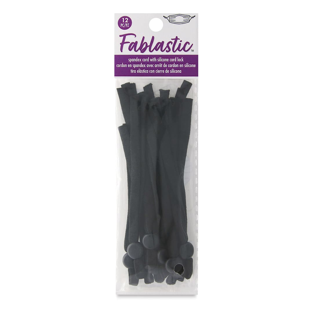 Open in modal - Spandex Cord With Lock, Black, 10 mm Bead, Package of 12, In Package