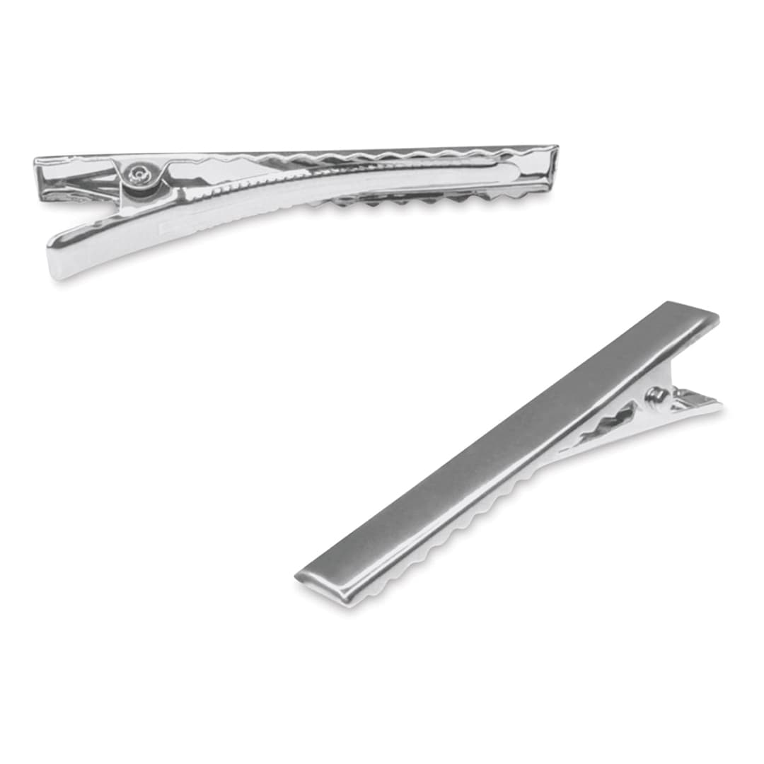 Open in modal - Craft Medley Metal Alligator Hair Clips - Silver, 1-3/5" - side of clip and top of clip