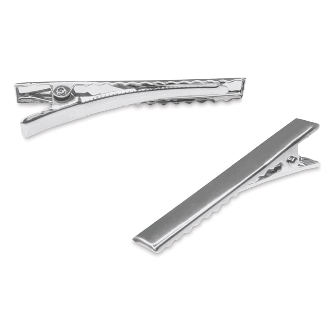Open in modal - Craft Medley Metal Alligator Hair Clips - Silver, 2-1/5" - side of clip and top of clip