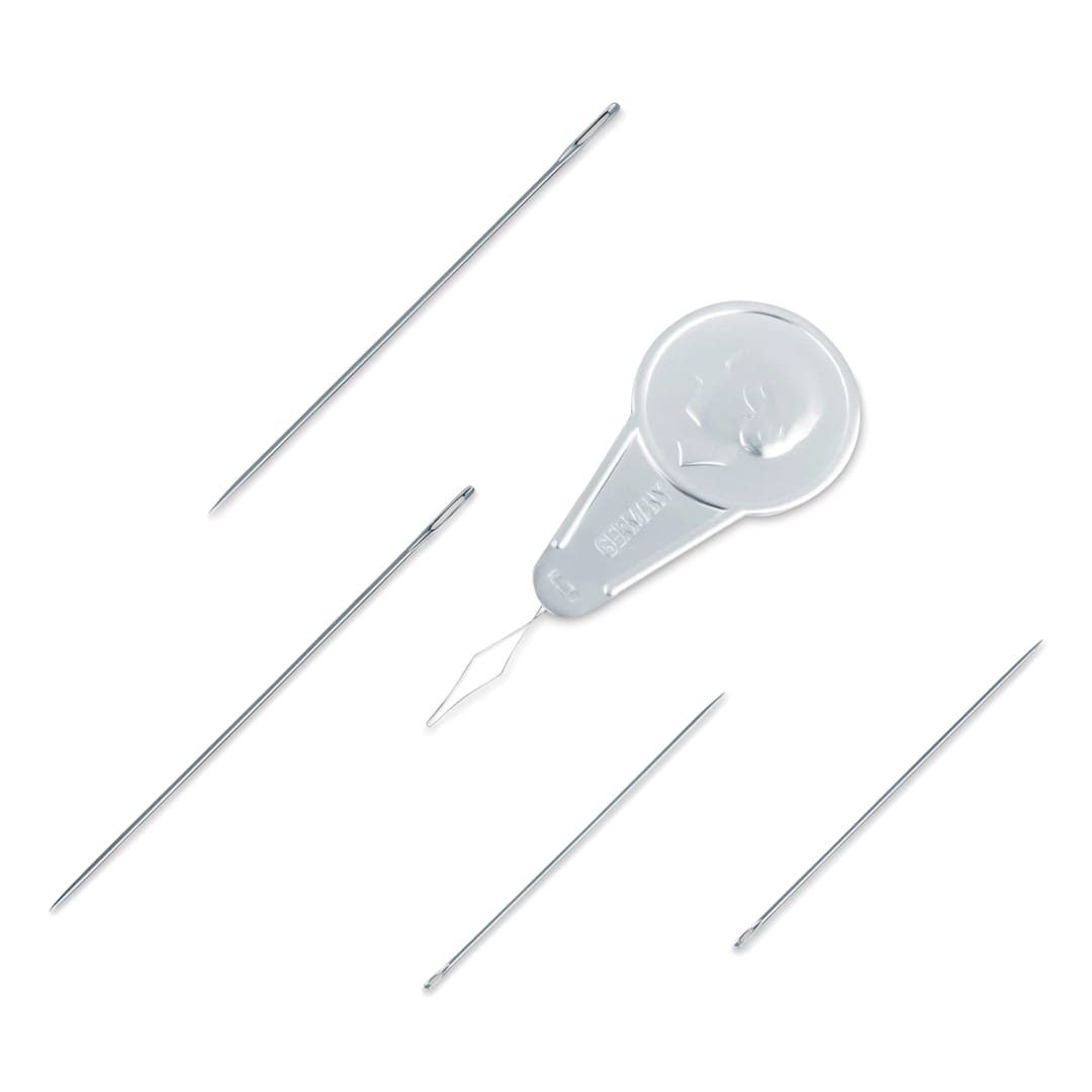 Open in modal - Prym Love Needle Card with Threader, contents outside of the packaging.