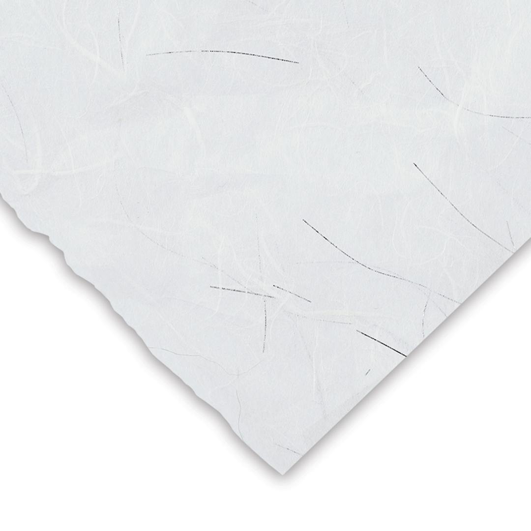 Open in modal - Black Ink Thai Unryu - White with Silver Thread, 25'' x 37''