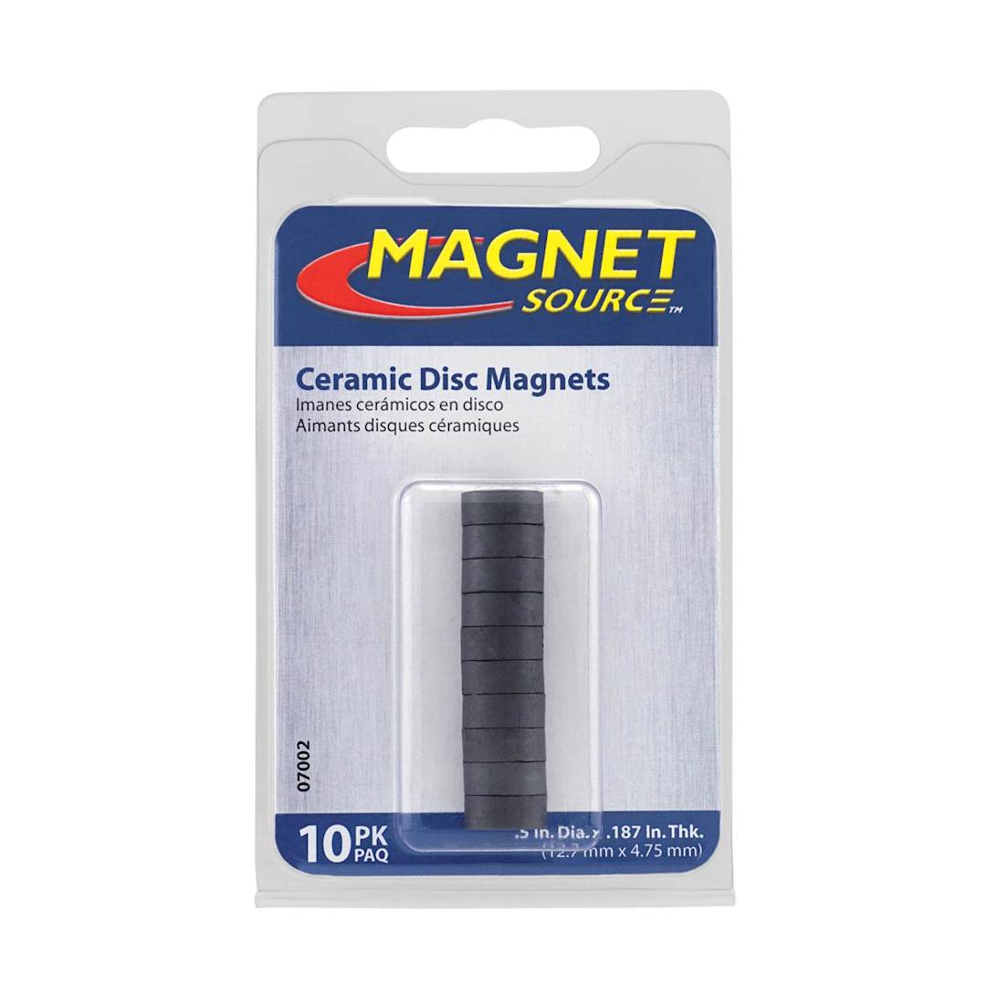 Open in modal - Ceramic Magnets Disc, 1/2" x 3/16" - 10/Pkg. - Peggable