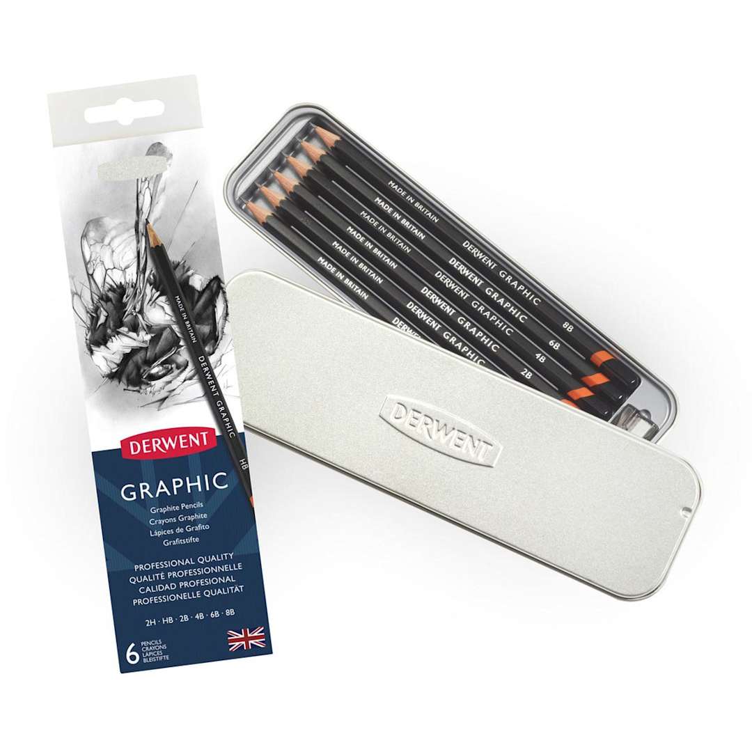 Open in modal - Derwent Graphic Tin Set, 6-Pencils