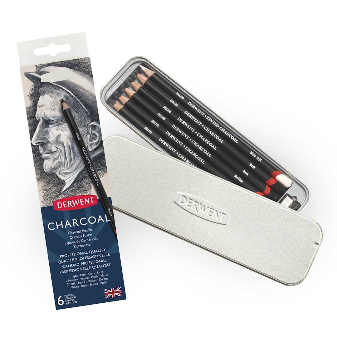 Open in modal - Charcoal Pencil Sets 6-Pencil Set  - Tin Box