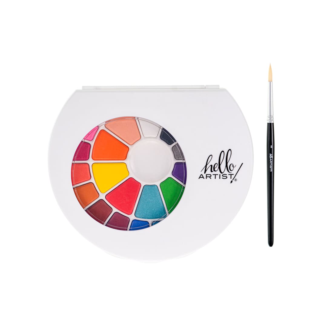 Open in modal - Hello Artist Watercolor Cakes with Brush, Set of 24