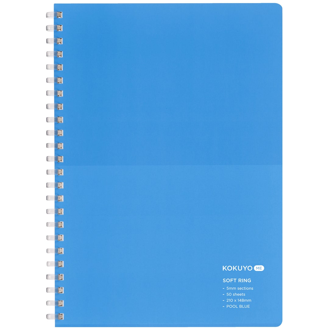 Open in modal - KOKUYO A5 Notebook, 50 Sheets, Pool Blue, 5.83" x 8.27", Grid