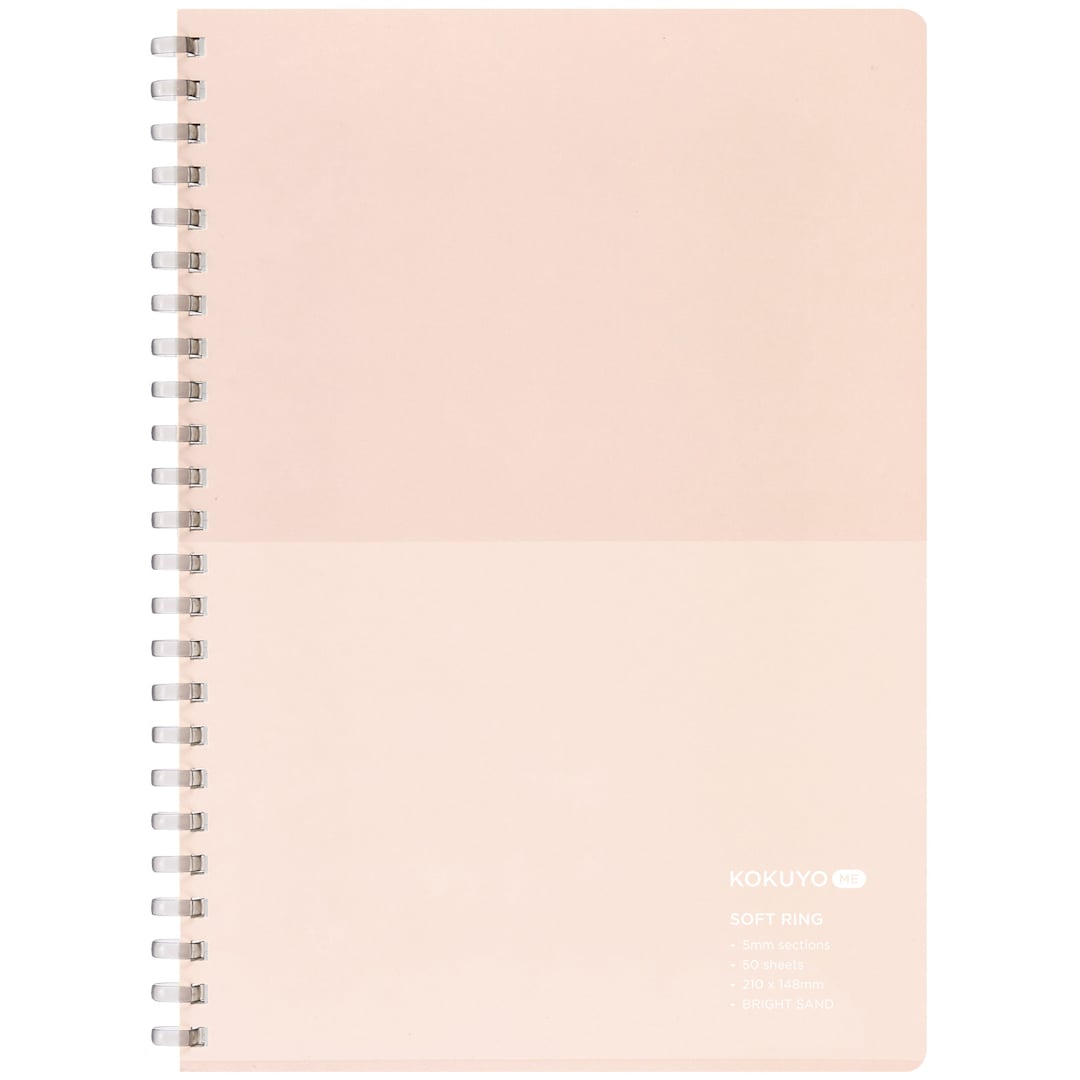Open in modal - KOKUYO A5 Notebook, 50 Sheets, Bright Sand, 5.83" x 8.27", Grid