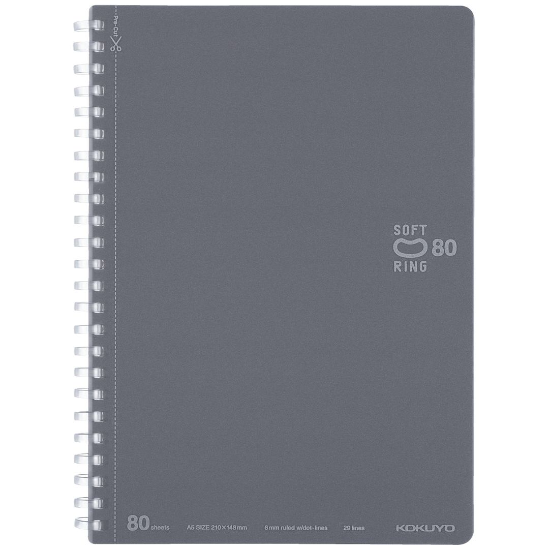 Open in modal - KOKUYO A5 Notebook, 80 Sheets, Dark Gray, , Ruled