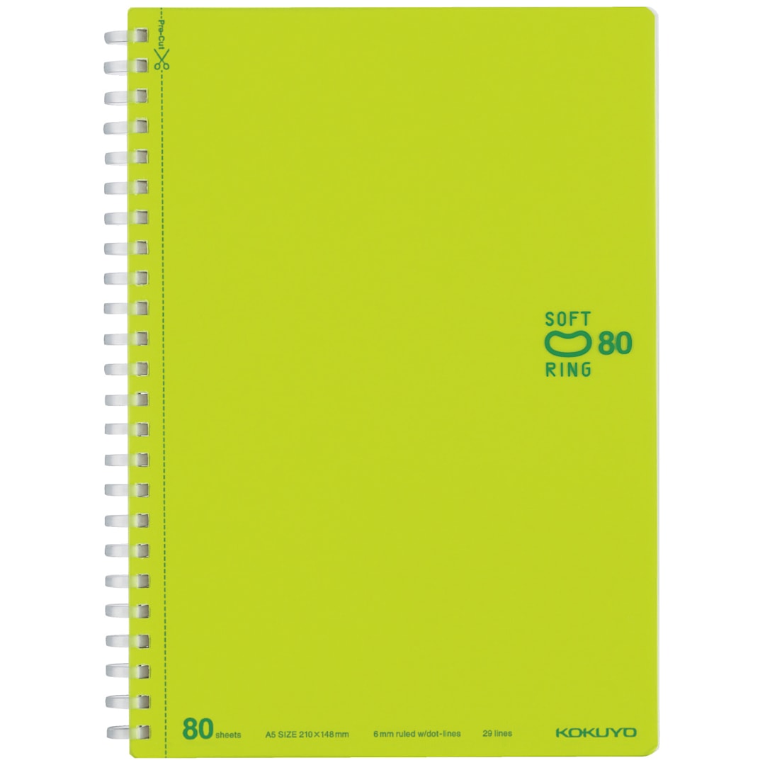 Open in modal - KOKUYO A5 Notebook, 80 Sheets, Light Green, Ruled