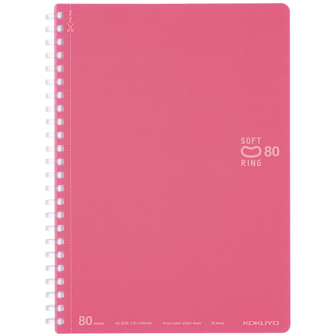 Open in modal - KOKUYO A5 Notebook, 80 Sheets, Light Pink, Ruled