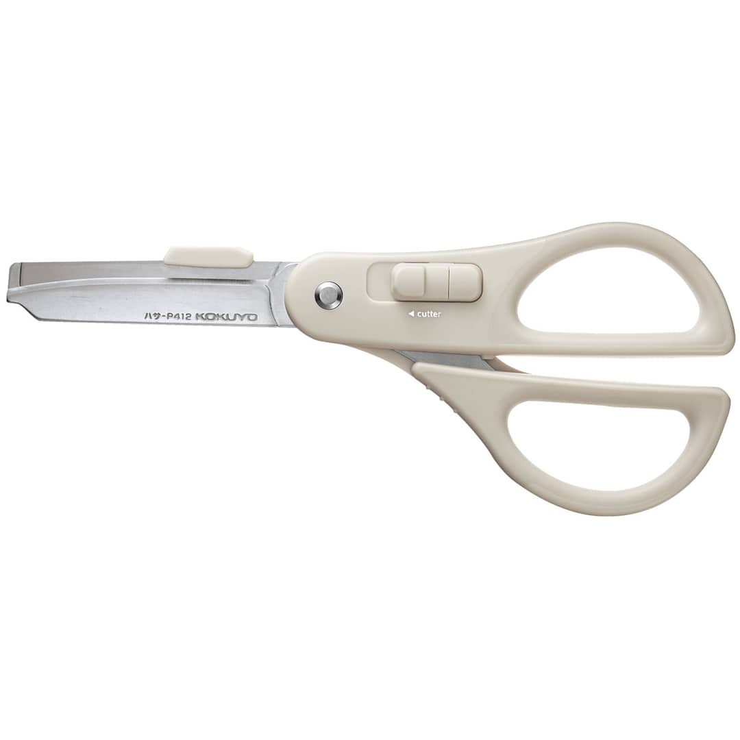 Open in modal - Kokuyo HAKO-AKE 2Way Scissors, Glueless Blade, Light Gray