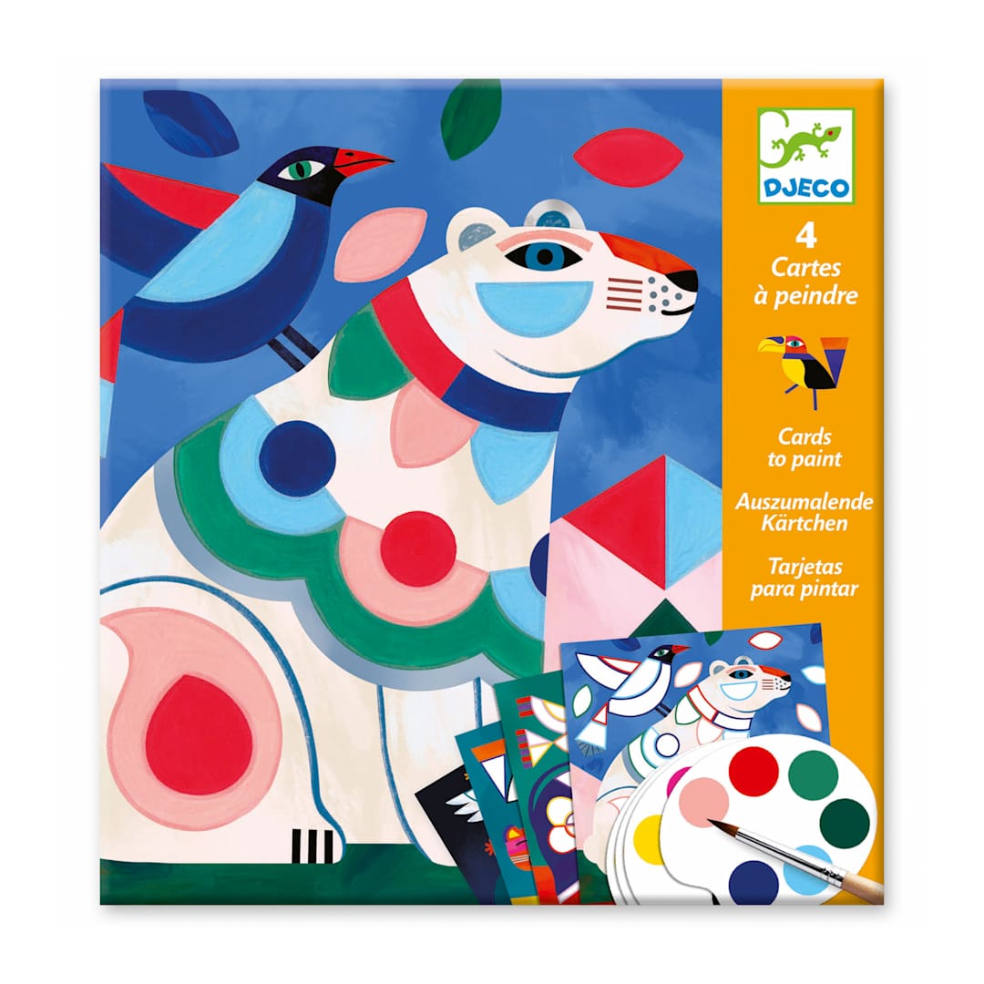 Open in modal - Djeco Fanciful Bestiary Watercolor Painting Cards Activity Kit