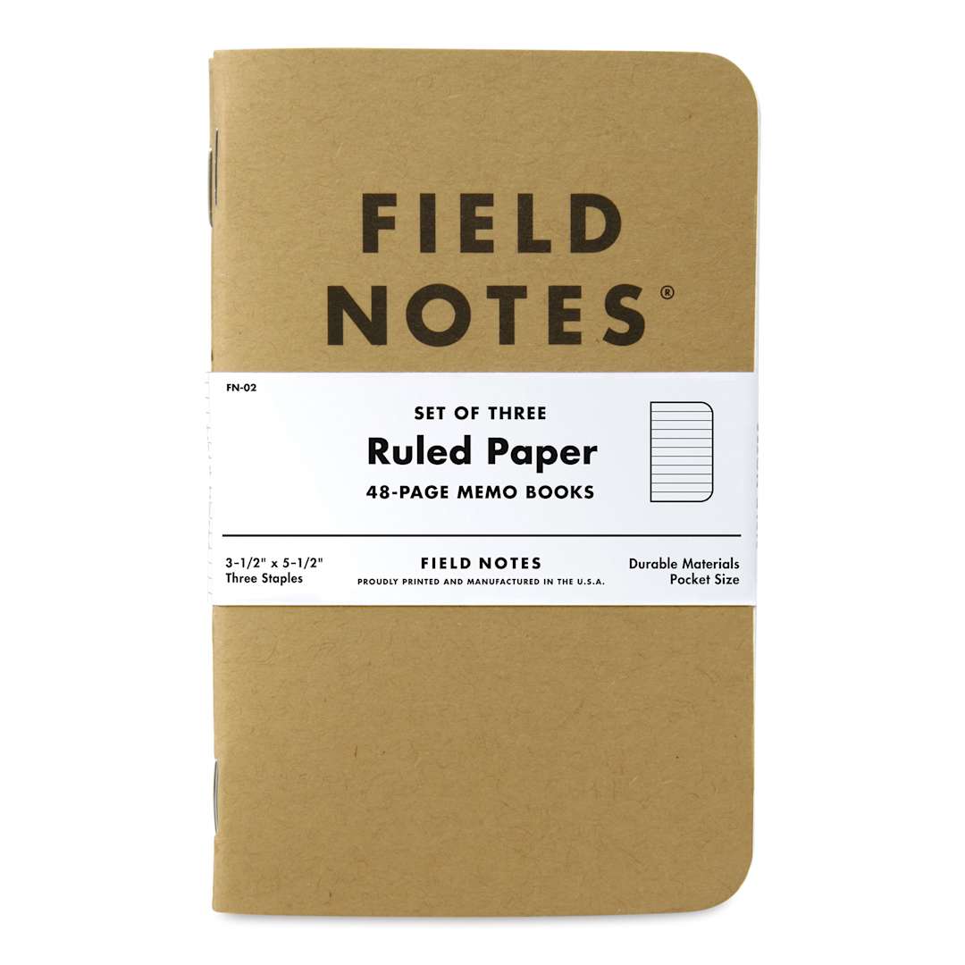 Open in modal - Field Notes Original Kraft 3-Pack Notebooks - Ruled, 3-1/2" x 5-1/2", 48 Pages, front cover