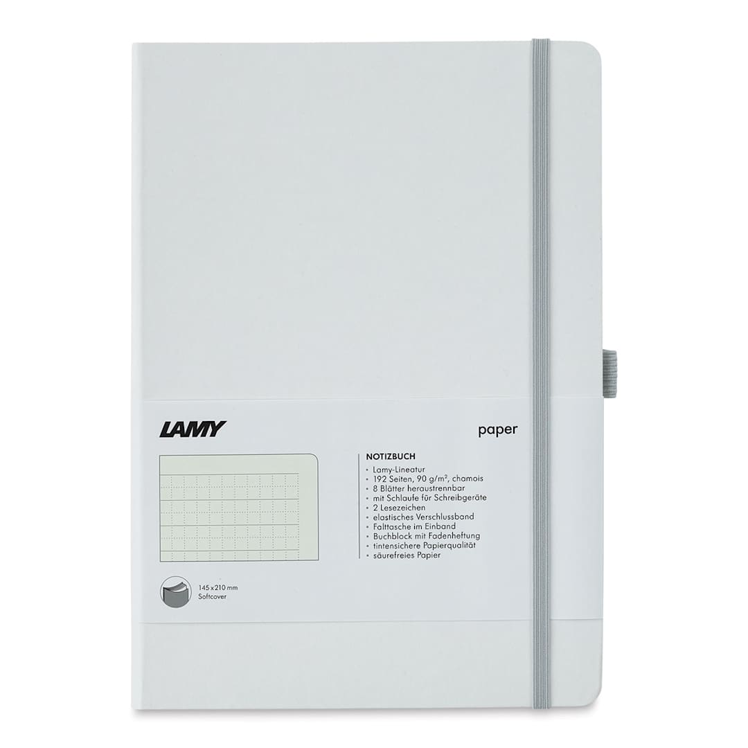 Open in modal - Lamy Softcover Notebook - White, Dot-Grid-Rule, 8-1/4" x 5-3/4" (front cover)