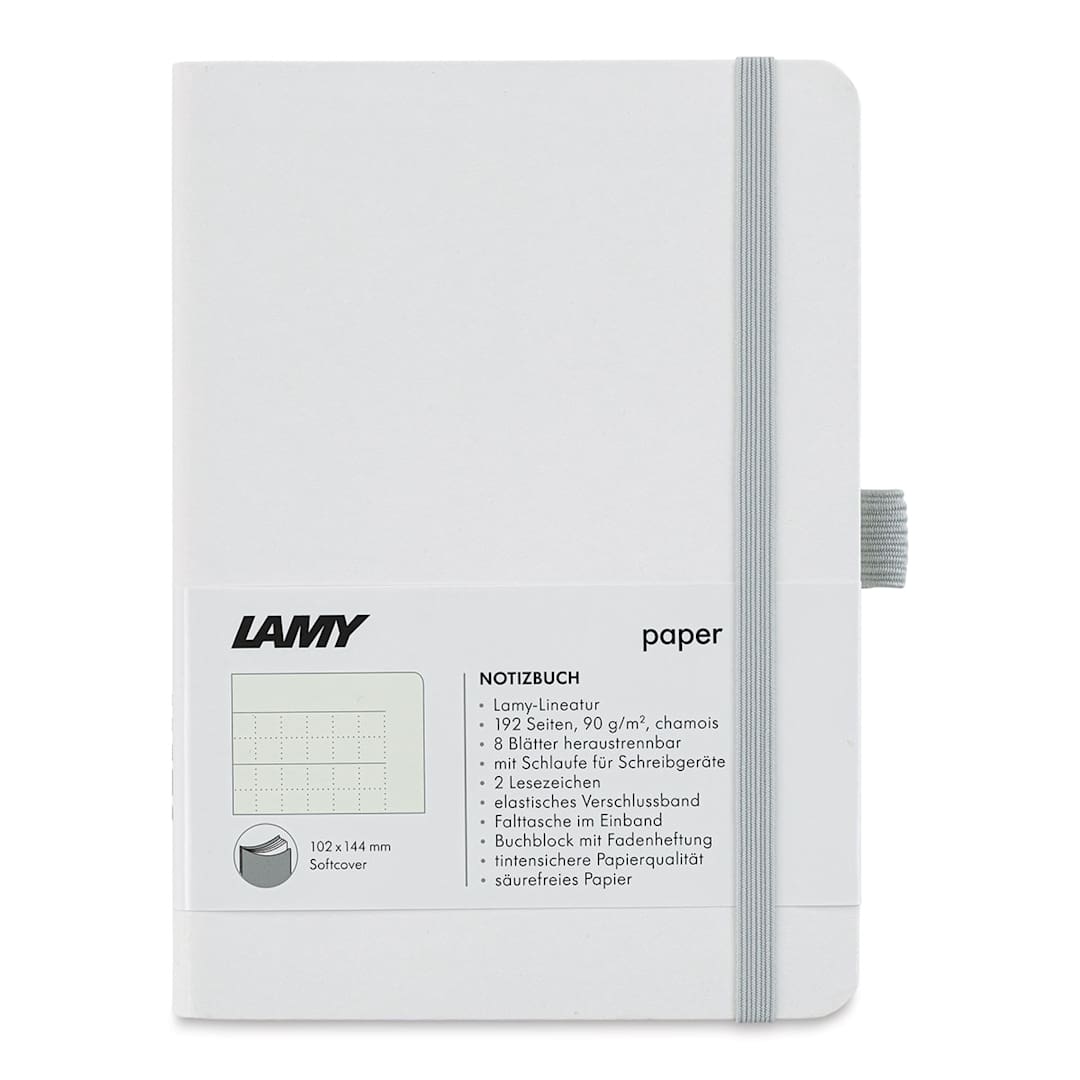 Open in modal - Lamy Softcover Notebook - White, Dot-Grid-Rule, 5-3/4" x 4-1/8" (front cover)
