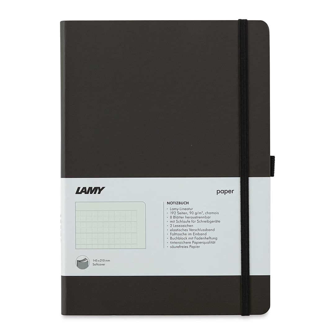 Open in modal - Lamy Softcover Notebook - Black, Dot-Grid-Rule, 8-1/4" x 5-3/4" (front cover)