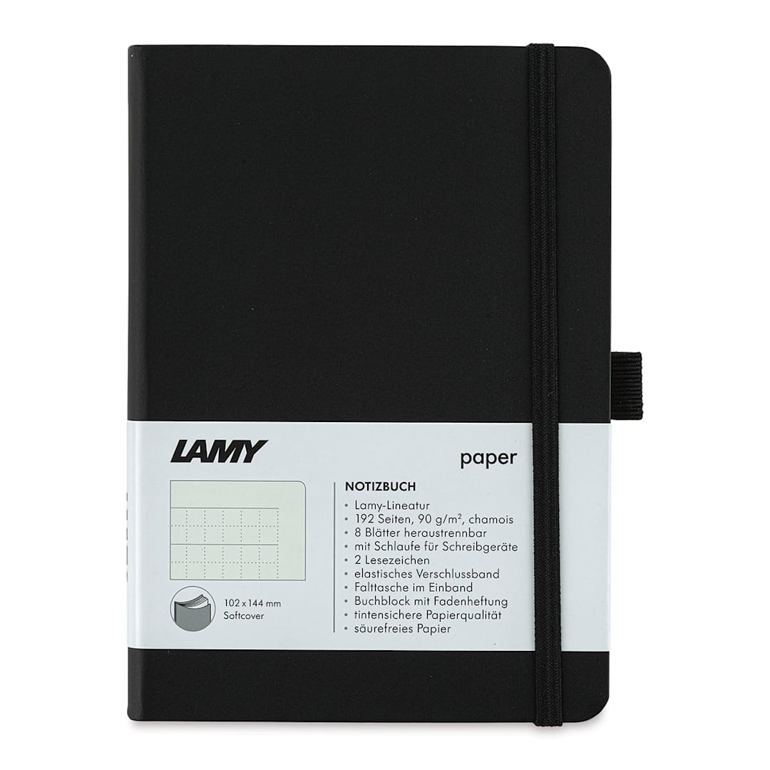 Open in modal - Lamy Softcover Notebook - Black, Dot-Grid-Rule, 5-3/4" x 4-1/8" (front cover)