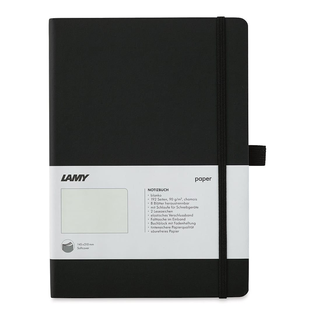 Open in modal - Lamy Softcover Notebook - Black, Blank, 8-1/4" x 5-3/4" (front cover)