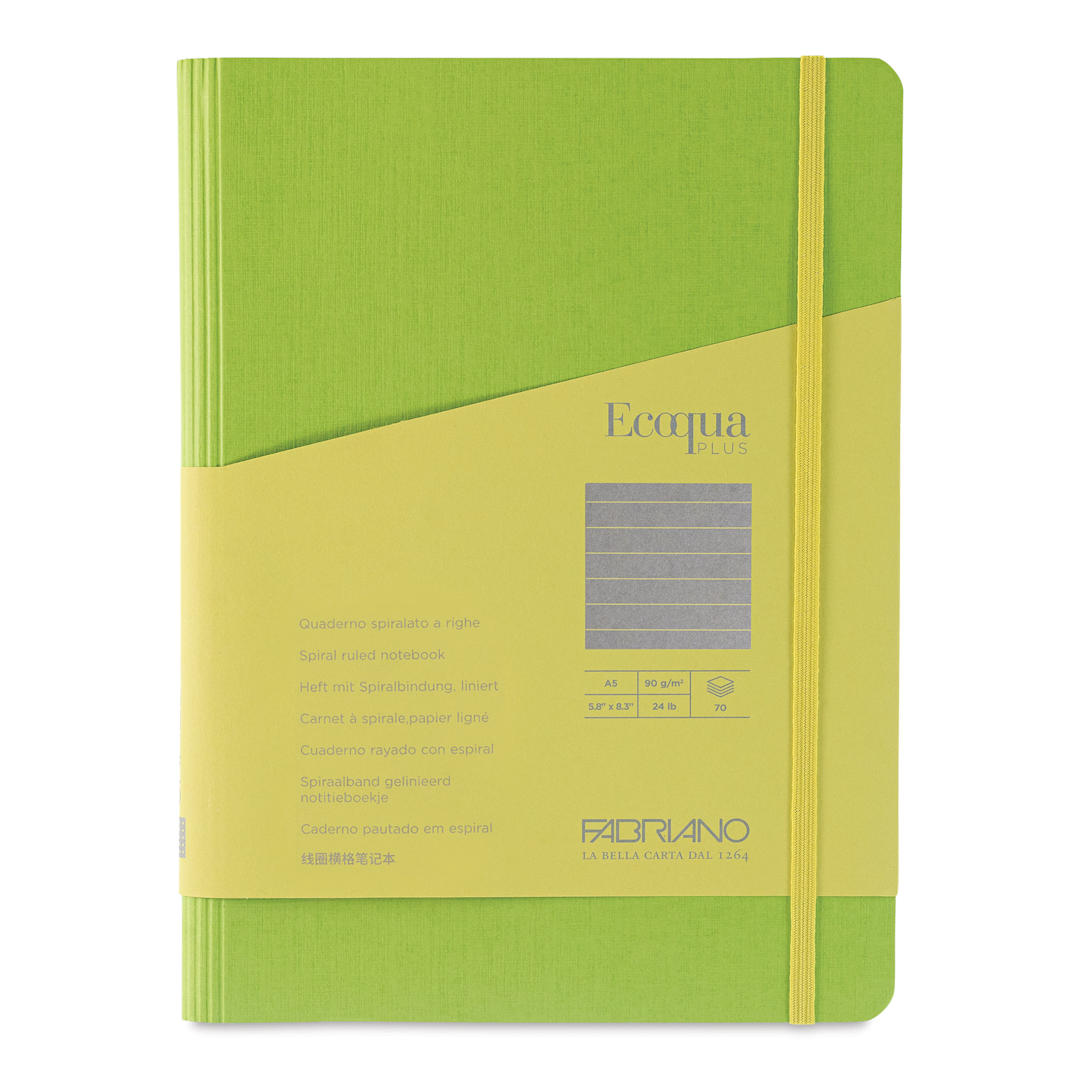 Open in modal - Fabriano Ecoqua Plus Hidden Spiral-Bound Notebook - Lime, 8-1/4" x 5-4/5", Ruled, front cover
