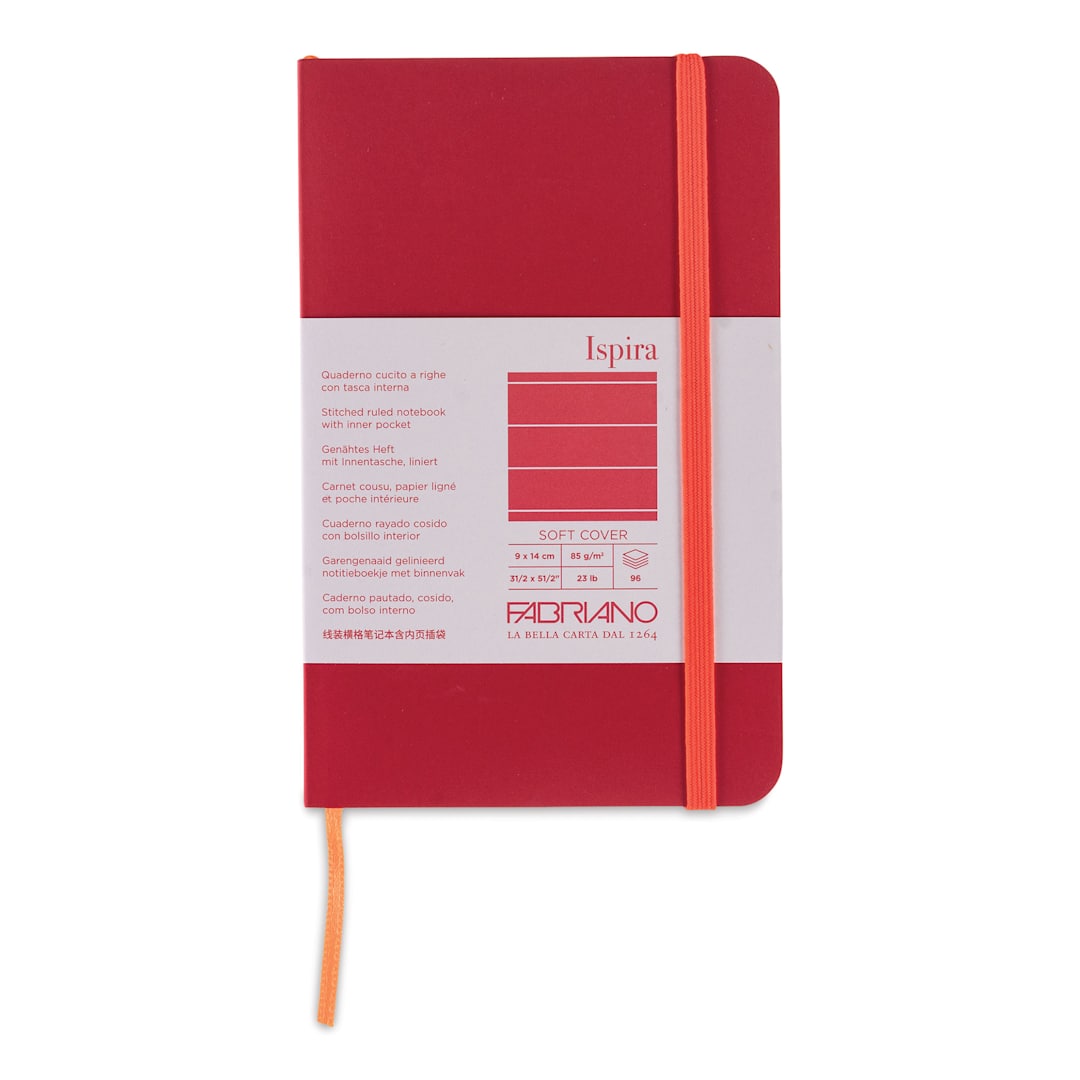 Open in modal - Fabriano Ispira Soft-Cover Notebook - Red, 3-1/2" x 5-1/2", Ruled, front cover