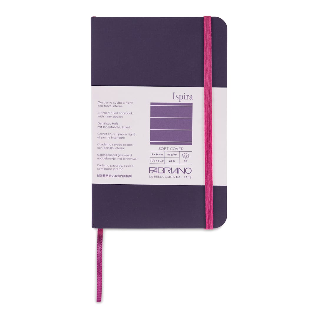 Open in modal - Fabriano Ispira Soft-Cover Notebook - Purple, 3-1/2" x 5-1/2", Ruled, front cover