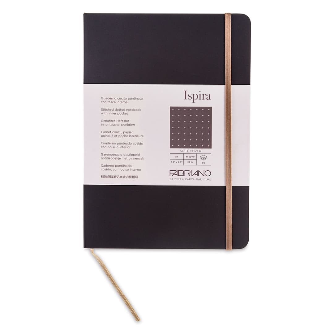 Open in modal - Fabriano Ispira Soft-Cover Notebook - Brown, 5-4/5" x 8-1/4", Dot Grid, front cover