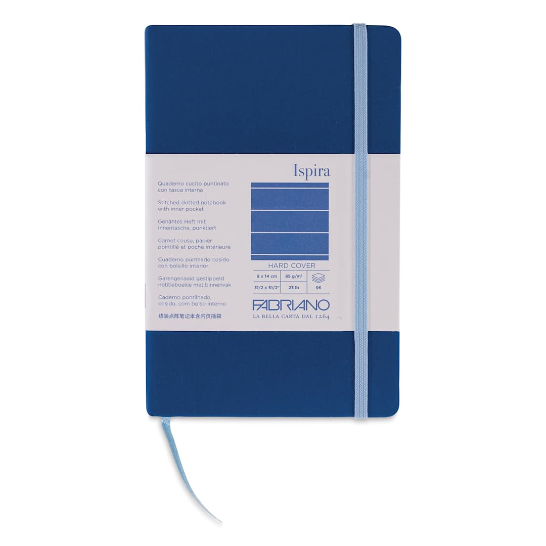 Open in modal - Fabriano Ispira Hard-Cover Notebook - Blue, 3-1/2" x 5-1/2", Lined, front cover