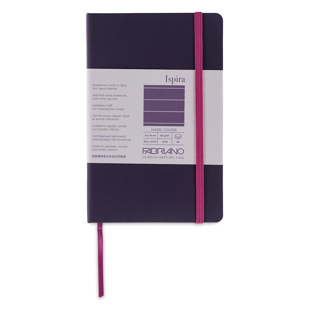 Open in modal - Fabriano Ispira Hard-Cover Notebook - Purple, 3-1/2" x 5-1/2", Lined, front cover
