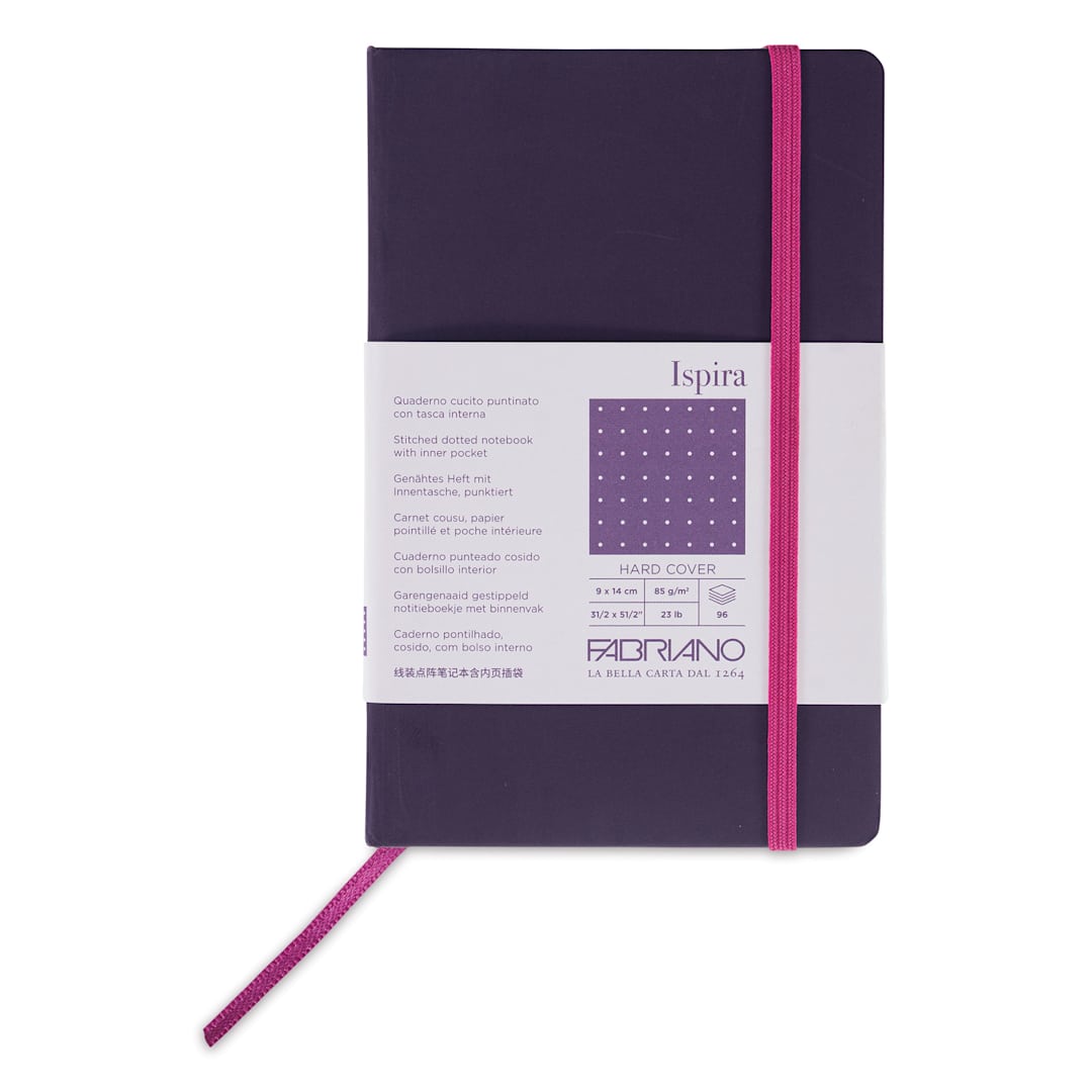 Open in modal - Fabriano Ispira Hard-Cover Notebook - Purple, 3-1/2" x 5-1/2", Dot Grid, front cover