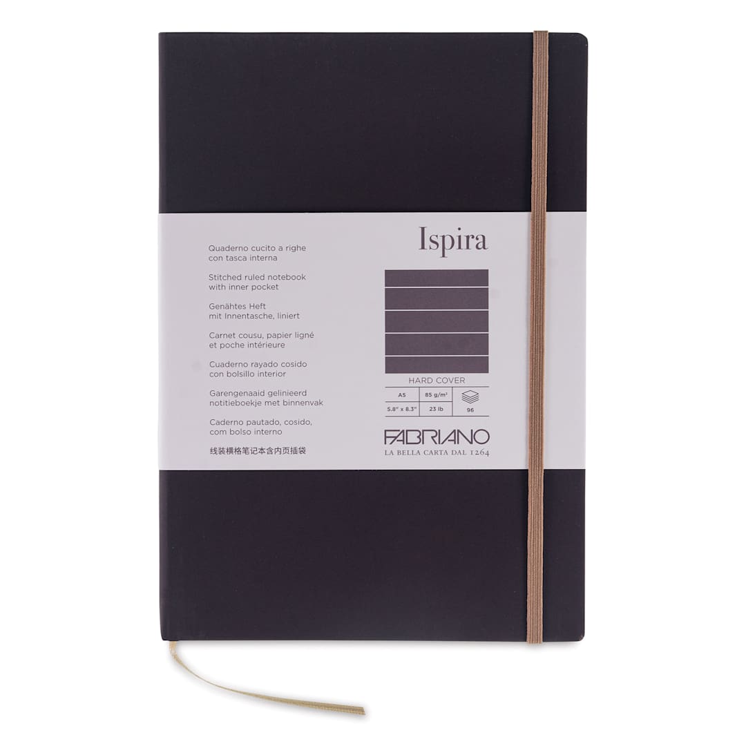 Open in modal - Fabriano Ispira Hard-Cover Notebook - Brown, 5-4/5" x 8-1/4", Lined, front cover