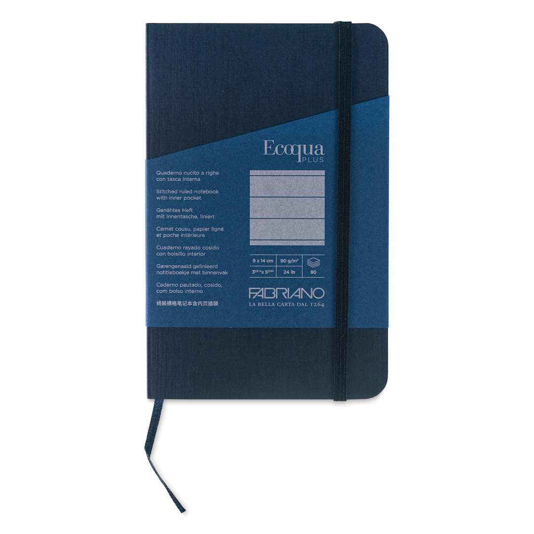 Open in modal - Fabriano EcoQua Plus Stitch-Bound Notebook - Navy, 3-1/2" x 5-1/2", Lined, front cover