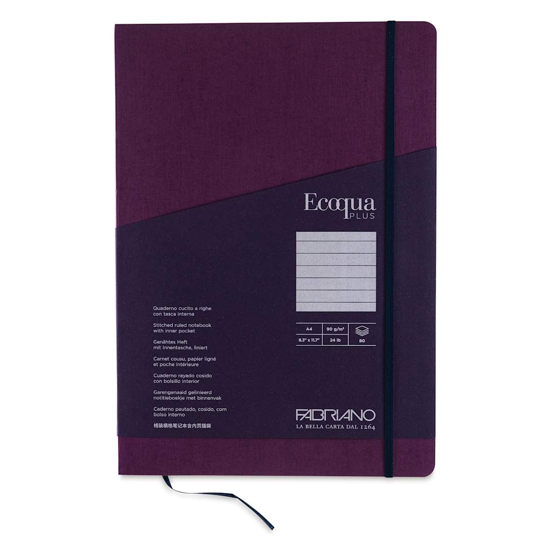 Open in modal - Fabriano EcoQua Plus Stitch-Bound Notebook - Wine, 8-1/4" x 11-3/4", Lined, front cover