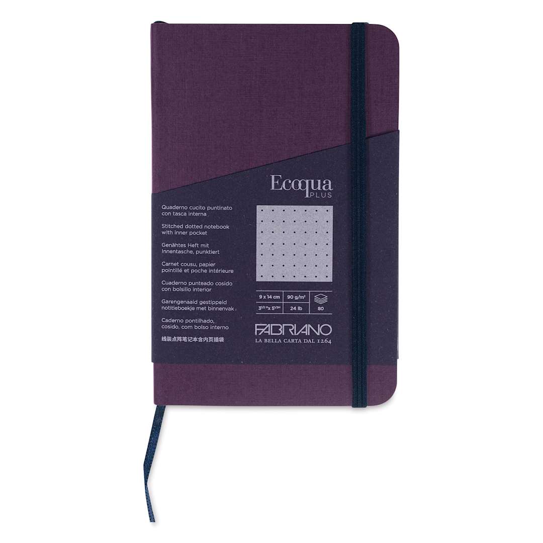 Open in modal - Fabriano EcoQua Plus Stitch-Bound Notebook - Wine, 3-1/2" x 5-1/2", Dot Grid, front cover