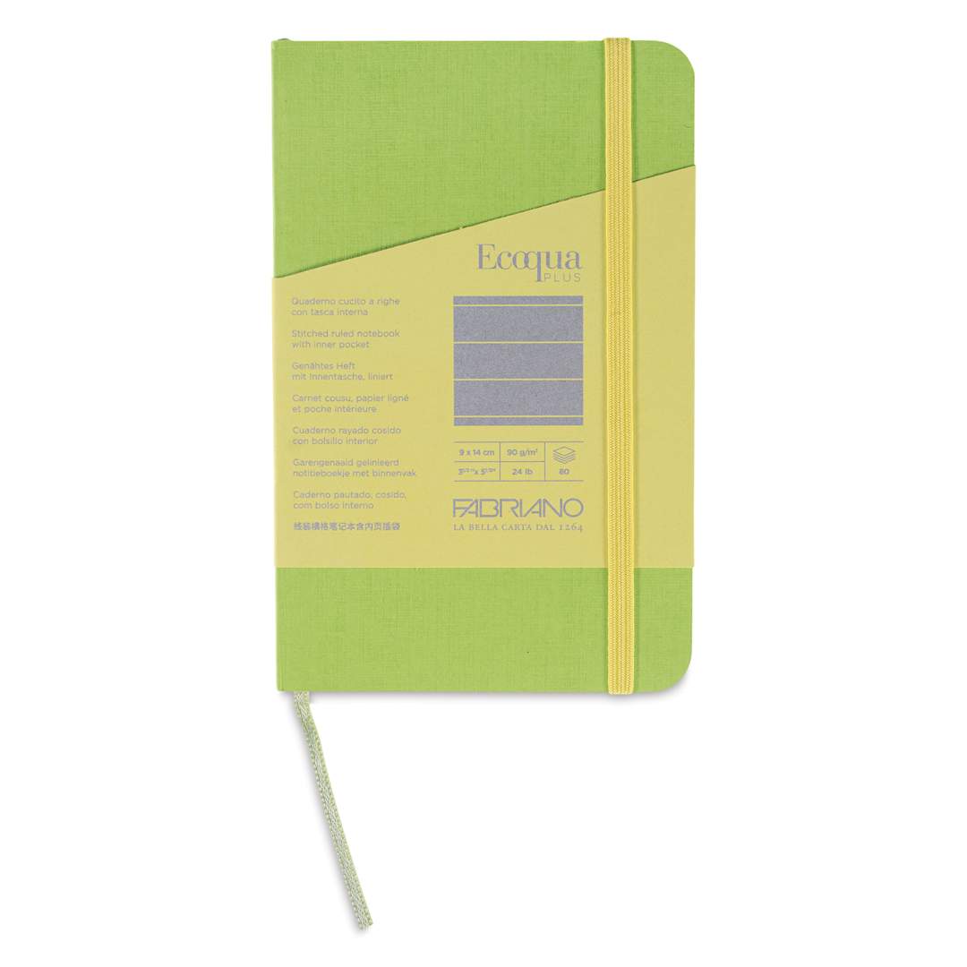 Open in modal - Fabriano EcoQua Plus Stitch-Bound Notebook - Lime, 3-1/2" x 5-1/2", Lined, front cover