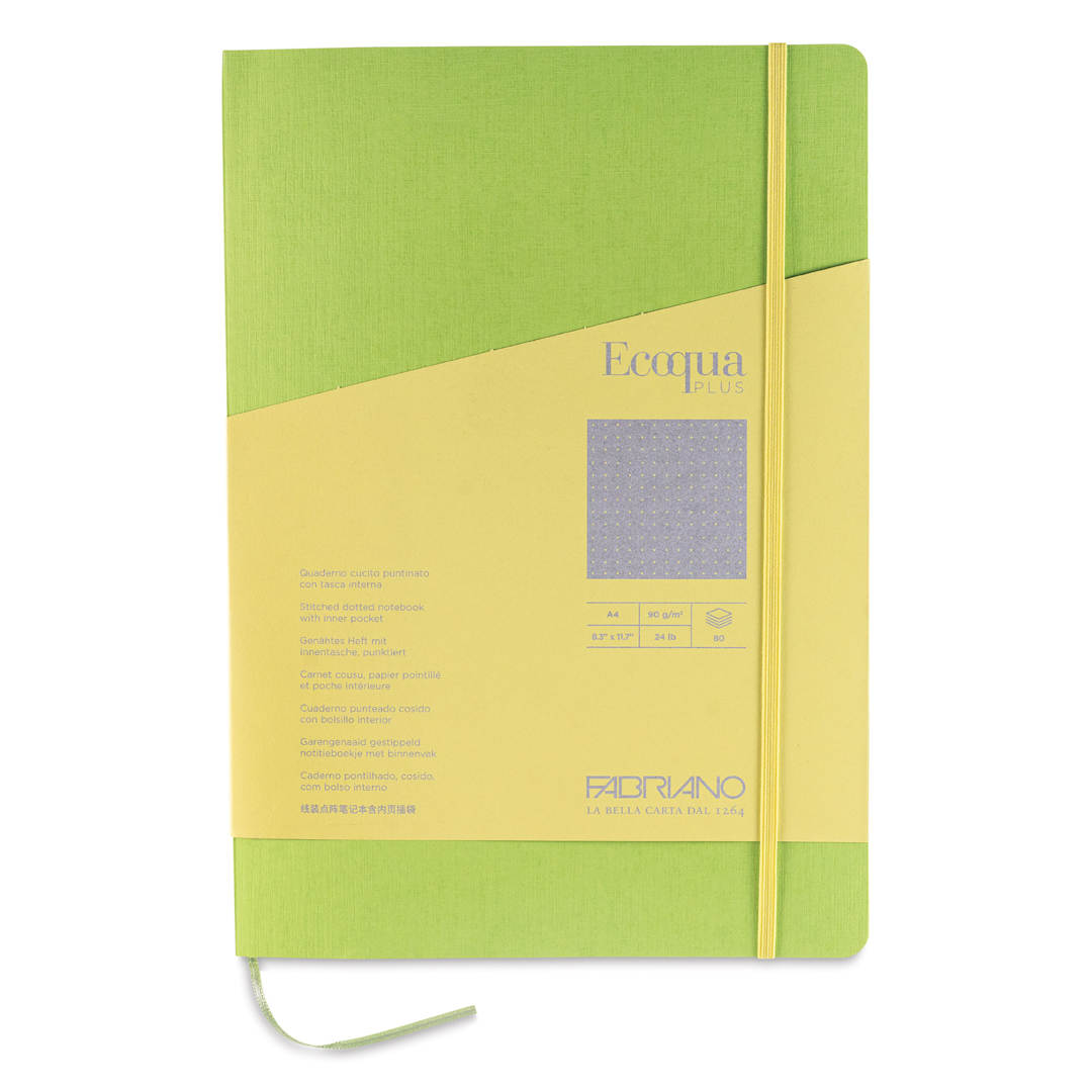 Open in modal - Fabriano EcoQua Plus Stitch-Bound Notebook - Lime, 8-1/4" x 11-3/4", Dot Grid, front cover