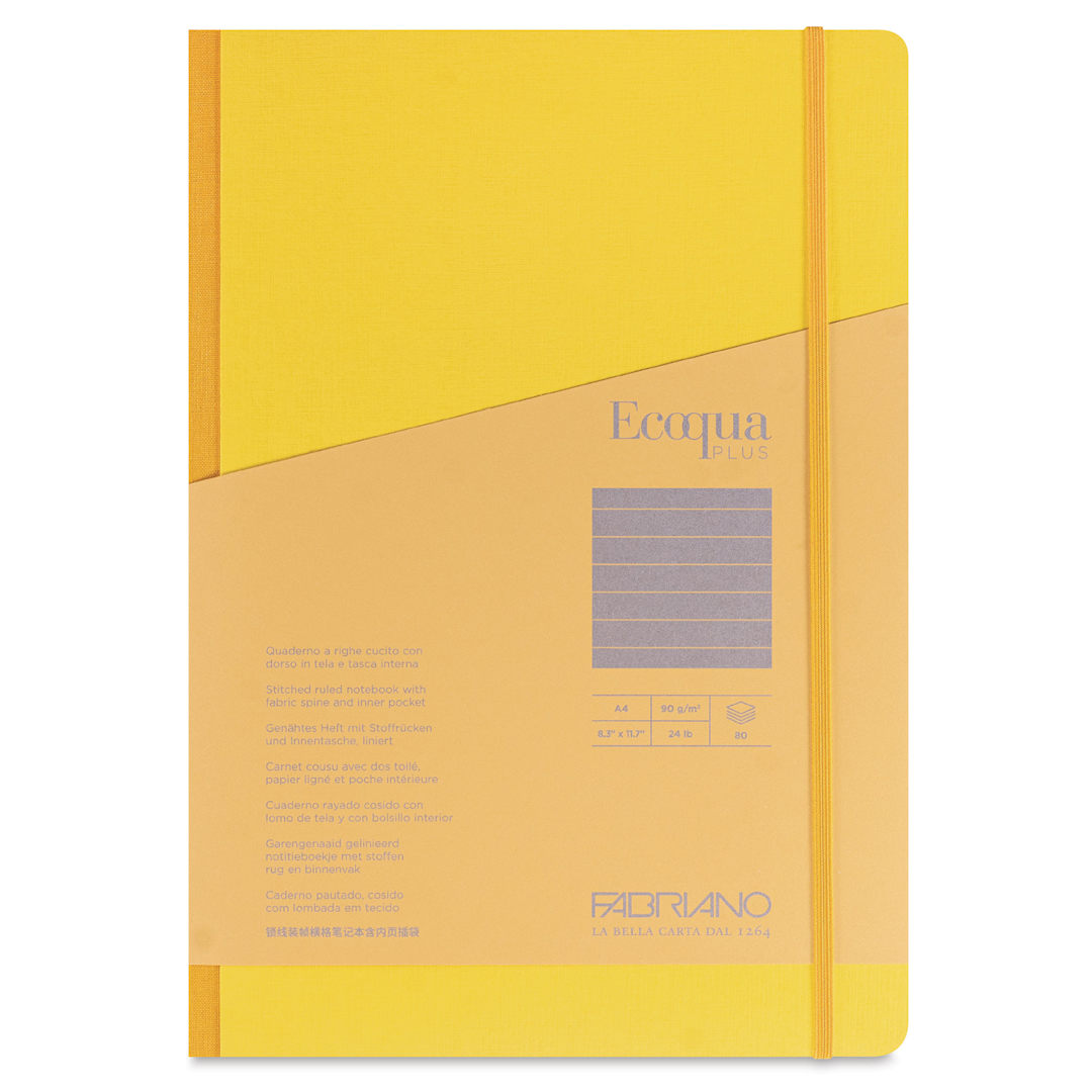 Open in modal - Fabriano Ecoqua Plus Fabric-Bound Notebook - Yellow, 8-1/4" x 11-7/10", Lined, front cover