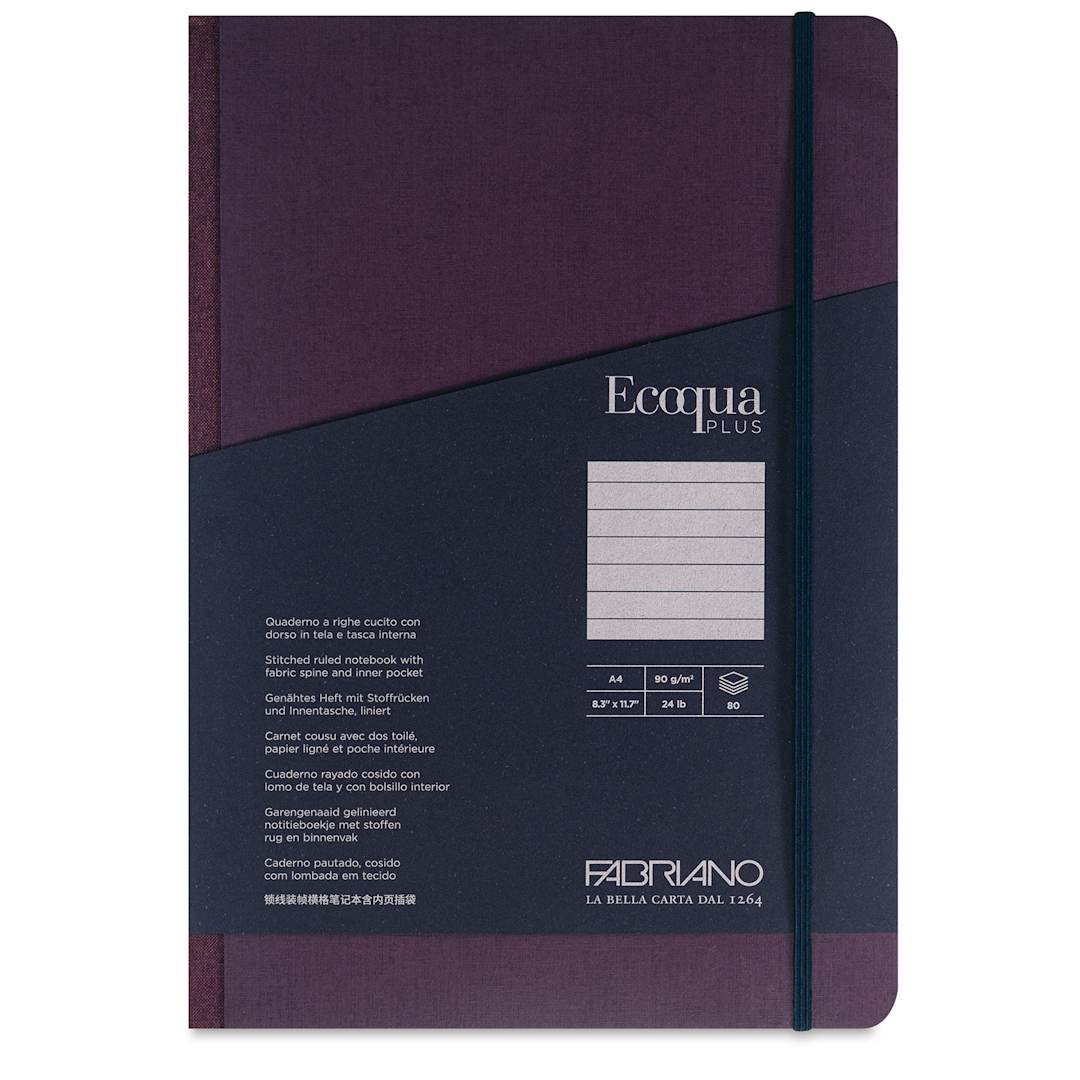 Open in modal - Fabriano Ecoqua Plus Fabric-Bound Notebook - Wine, 8-1/4" x 11-7/10", Lined, front cover