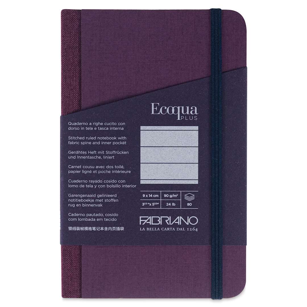 Open in modal - Fabriano Ecoqua Plus Fabric-Bound Notebook - Wine, 3-1/2" x 5-1/2", Lined, front cover