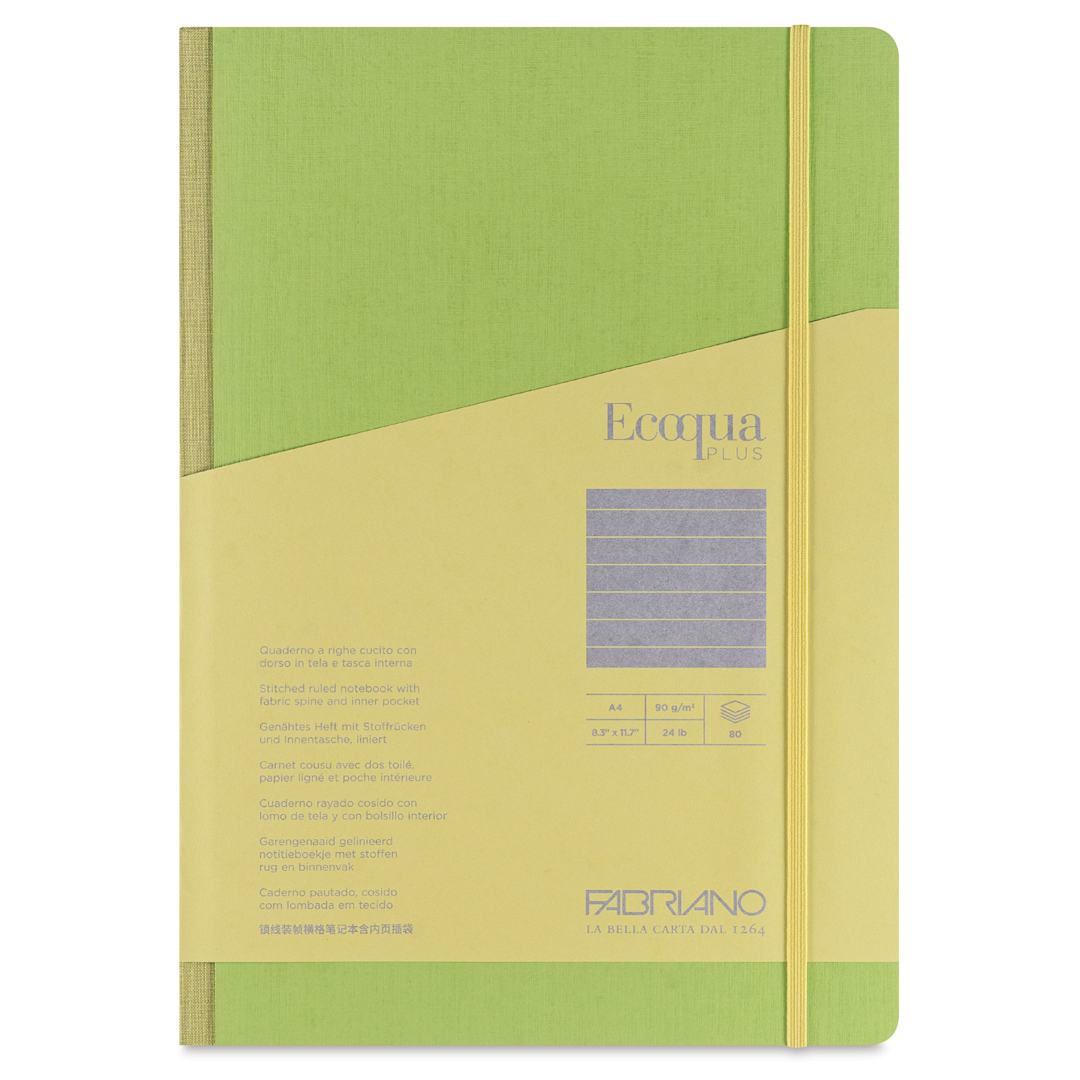 Open in modal - Fabriano Ecoqua Plus Fabric-Bound Notebook - Lime, 8-1/4" x 11-7/10", Lined, front cover