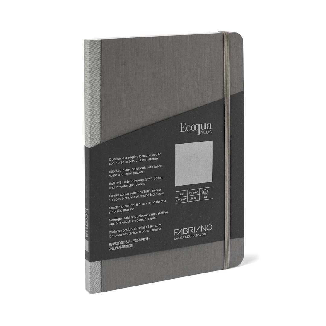 Open in modal - Fabriano Ecoqua Plus Fabric Blank A5 Notebook, 80 Sheets, Gray