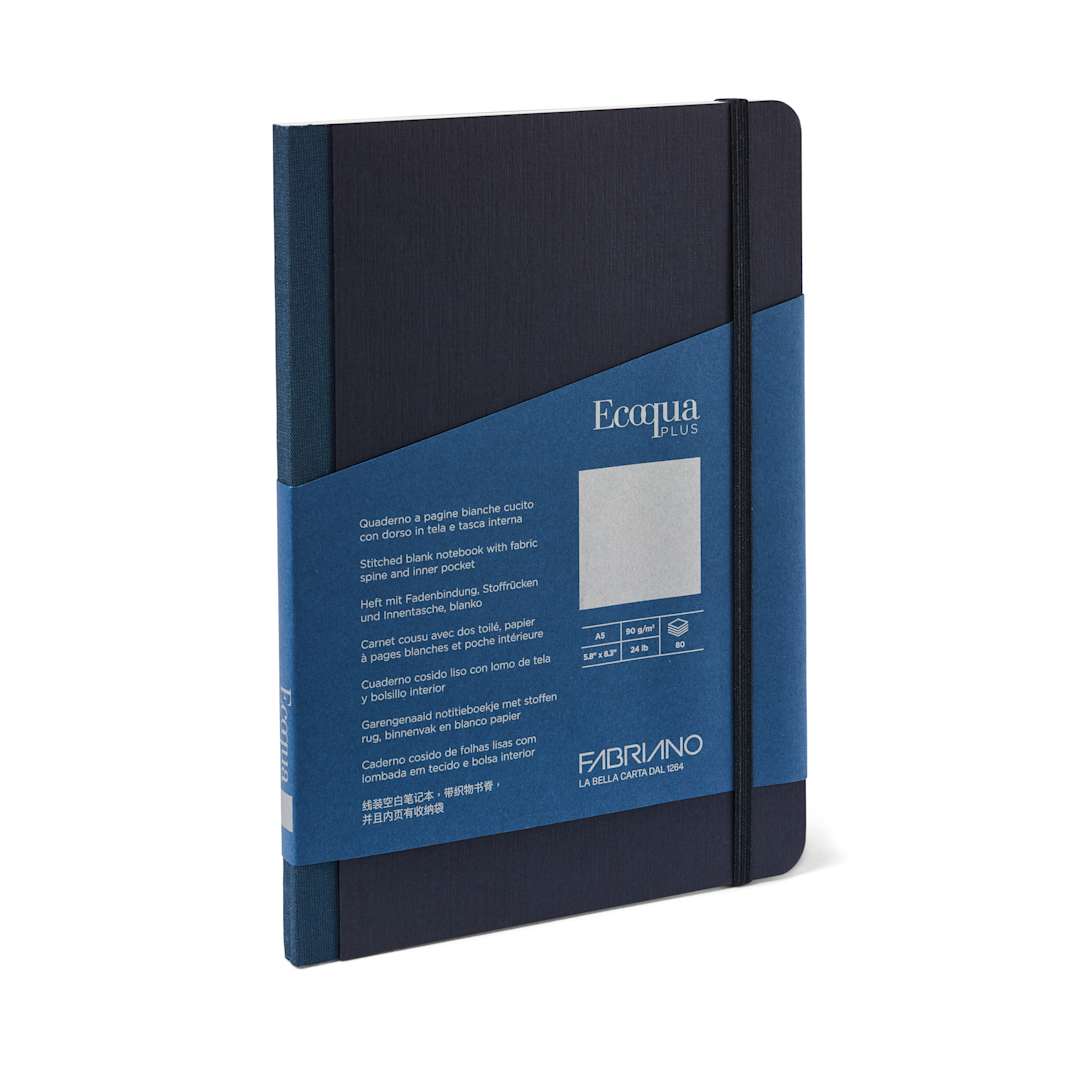 Open in modal - Fabriano Ecoqua Plus Fabric Blank A5 Notebook, 80 Sheets, Navy