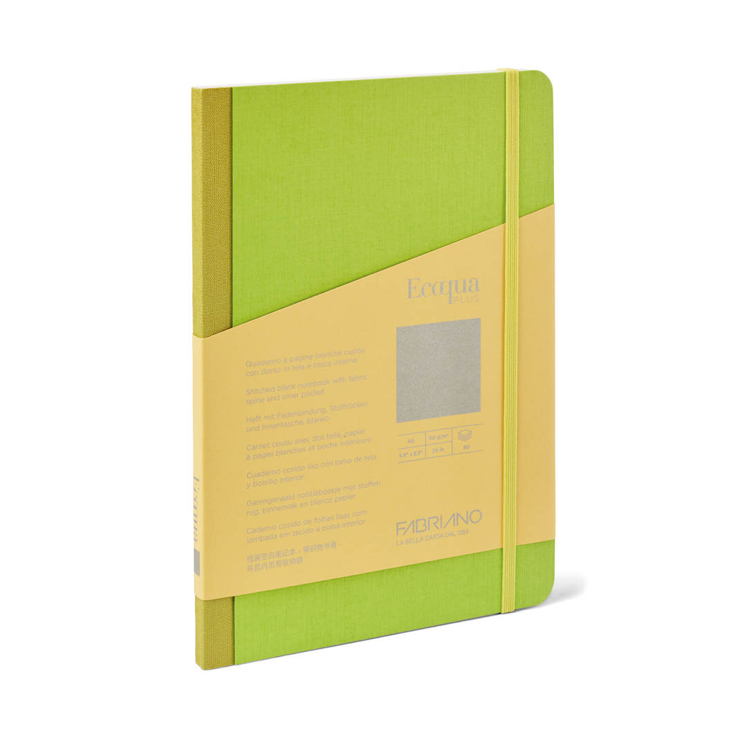 Open in modal - Fabriano Ecoqua Plus Fabric Blank A5 Notebook, 80 Sheets, Lime
