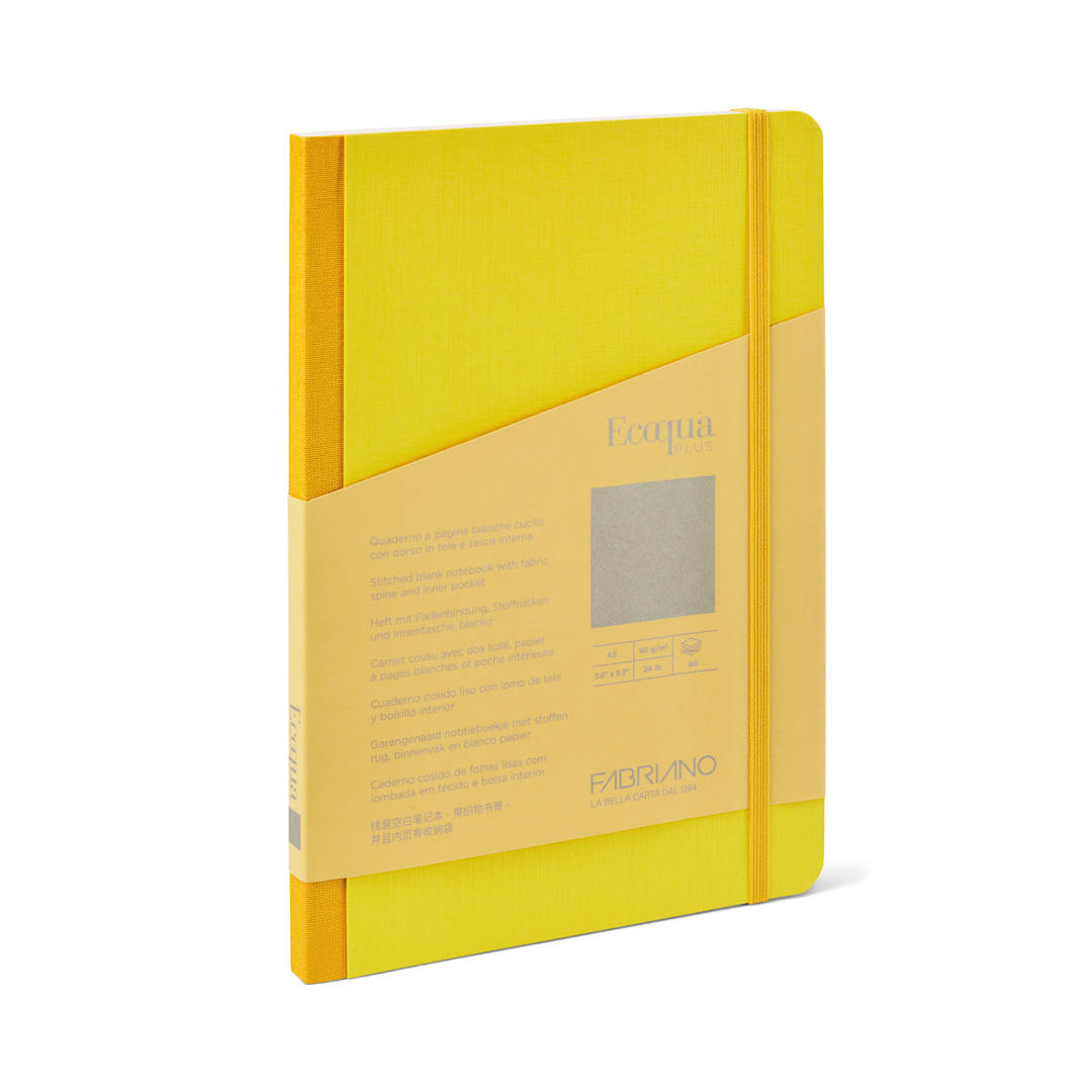 Open in modal - Fabriano Ecoqua Plus Fabric Blank A5 Notebook, 80 Sheets, Yellow