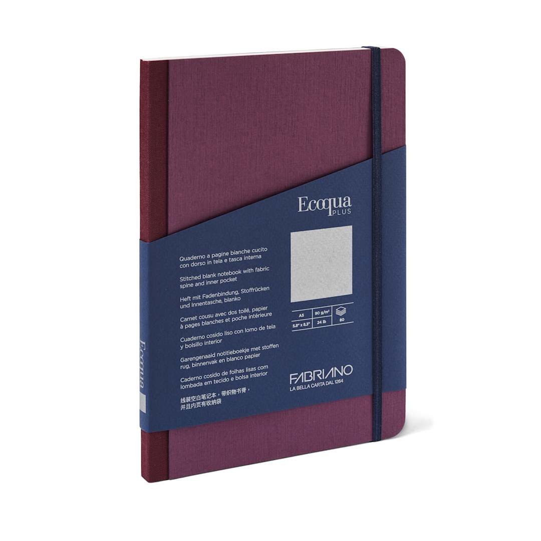 Open in modal - Fabriano Ecoqua Plus Fabric Blank A5 Notebook, 80 Sheets, Wine